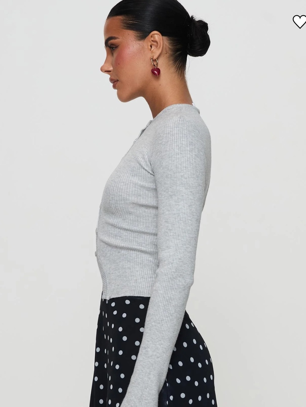 Princess Polly Suzu Long Sleeve Knit Top Grey Ribbed Button-Front Sweater Sz s - Picture 5 of 15
